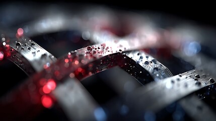 Glossy metal grid with reflections closeup illustration