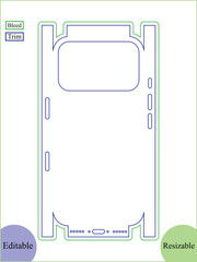 Phone Skin Cutout Template With Bleed and Trim Lines
