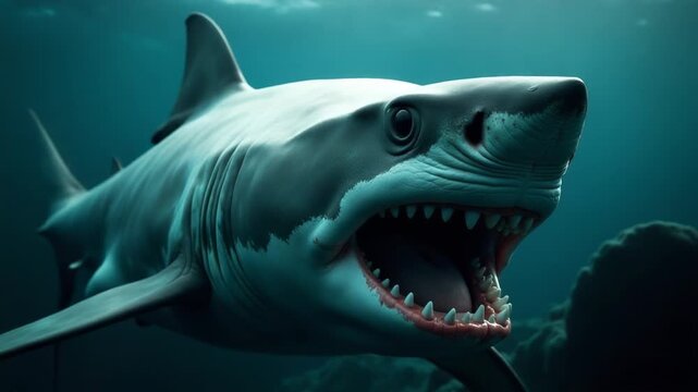 Video A close-up view of a shark's mouth open, revealing its sharp teeth