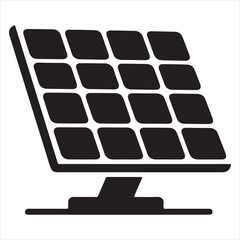 Eco Solar Energy Panels Thin Line Black Vector