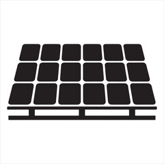Solar Panels Eco Thin Line Art Black Vector Icon