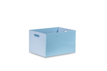 Blue wooden box. Wooden box without a lid. Gift box.