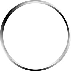 Round metal frame. Realistic reflections and shadow. Chrome or silver material. Glass cover design. Isolated on transparent background