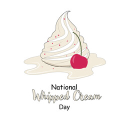 National Whipped Cream Day. Hand-drawn illustration of whipped cream