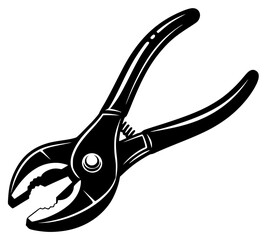 A black and white illustration of a pliers, black, icon, illustration, plier, profile, repair, screwdriver, shear, tool, wrench, against transparent background