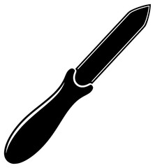 A black and white silhouette of a knife, black, blade, handle, icon, illustration, kitchen knife, knife, profile, tool, against transparent background