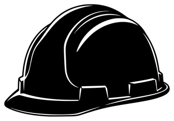 A black and white silhouette of a hard hat, black, equipment, hat, helmet, illustration, profile, safety helmet, sun hat, against transparent background