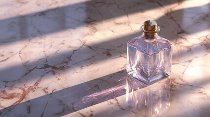 Elegant glass bottle on marble surface
