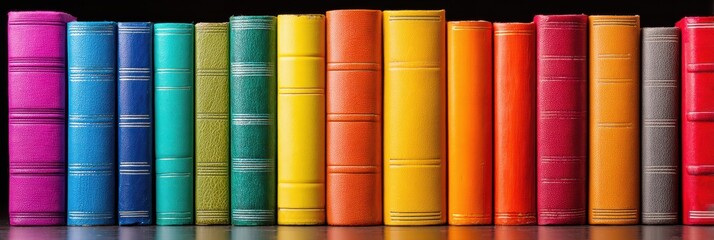 Vibrant Collection of Three-Dimensional Books Stacked in a Row for Educational Inspiration