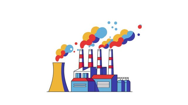 Factory Vector Illustration With Smoking Chimney