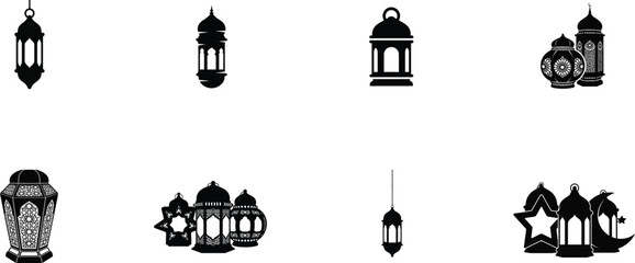 Assortment of Islamic Lanterns and Celestial Symbols
