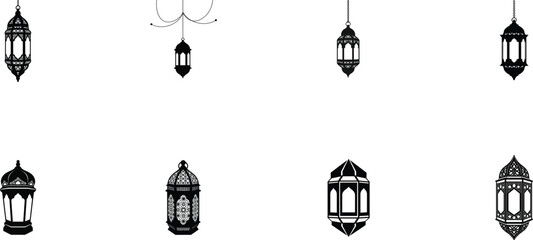 Diverse Islamic Lantern Silhouettes for Ramadan and Eid