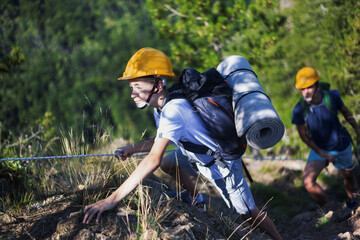 Adventure Travel and Rock Climbing in Mountain Landscape