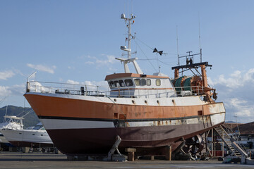 Naklejka premium Chantier naval de Hendaye au Pays Basque France