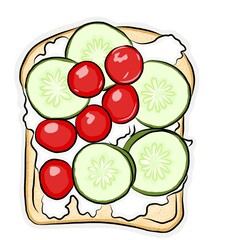 Veggie Toast with Cucumber and Cherry Tomatoes Illustration
 
