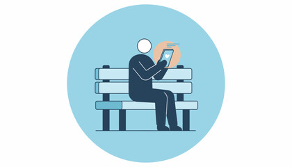 Fototapeta premium A person sitting alone on a park bench gazing at a glowing phone screen with a heartfelt message from their loved one.
