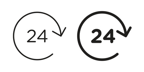 24 Hrs icons vector Collection Clipart Pack. icon with editable line stroke