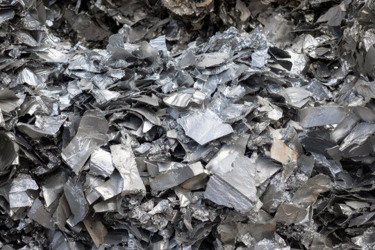 Recycled Steel Pile: A Full Frame of Aluminum and Iron Scrap Materials Ready for Reusing