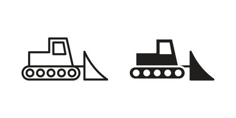 Bulldozer icons vector Collection Clipart Pack. icon with editable line stroke