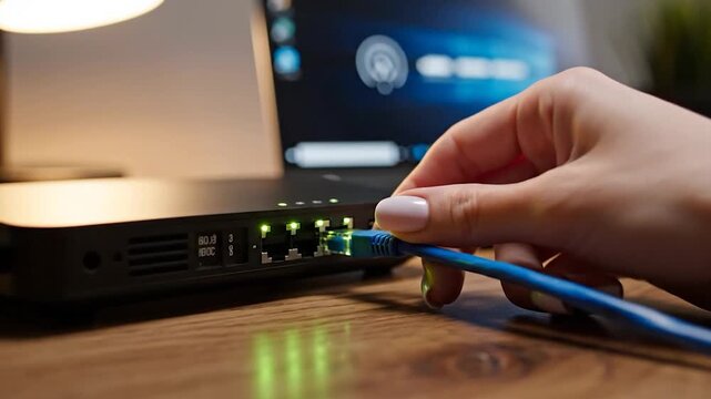 Troubleshooting Internet Connection - Connecting Ethernet Cable to Router for Stable Network.