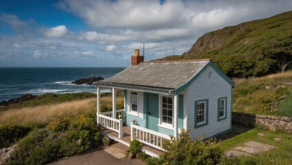 An old wooden house on the seashore