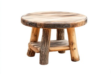 Solid Wooden Table Freestanding on Pure White Background for Interior Design Inspiration