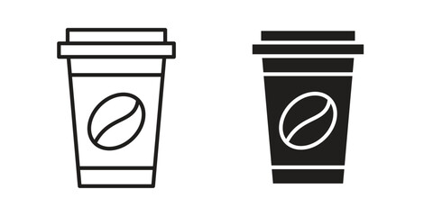 coffee cup icons vector Collection Clipart Pack. icon with editable line stroke