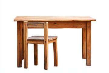 Solid Wooden Table Freestanding on Pure White Background for Interior Design Inspiration