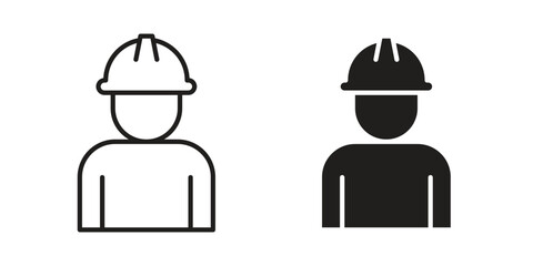 Construction worker icons vector Collection Clipart Pack. icon with editable line stroke
