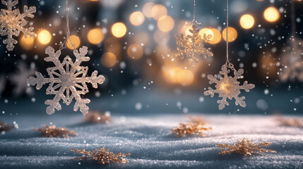 Mushroom-themed snowman ornament hanging from Christmas tree