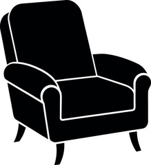 Classic Recliner Chair Silhouette with Curved Legs for Interior and Furniture Design Projects