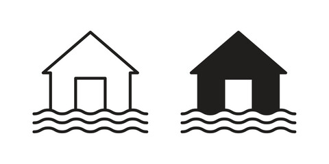 Flood icons vector Collection Clipart Pack. icon with editable line stroke