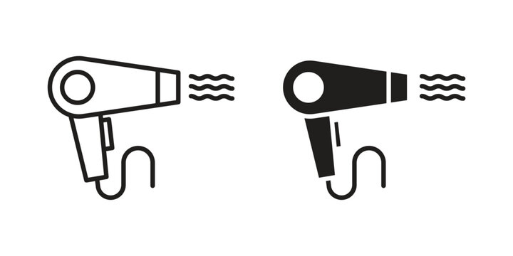 Hair dryer icons vector Collection Clipart Pack. icon with editable line stroke