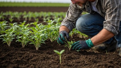 Cultivation, planting plants in the field