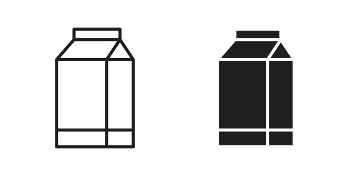 Milk carton icons vector Collection Clipart Pack. icon with editable line stroke