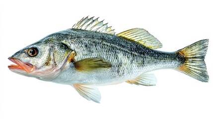 Obraz premium Seabass Fish on a Pristine White Background - Fresh Seafood for Cooking and Eating