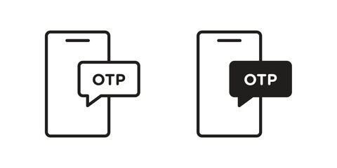 Otp sms password icons vector Collection Clipart Pack. icon with editable line stroke
