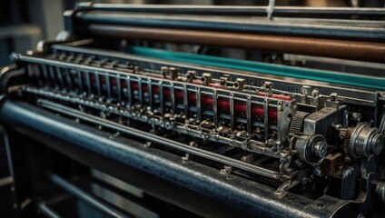 Vintage printing press, old printing machine