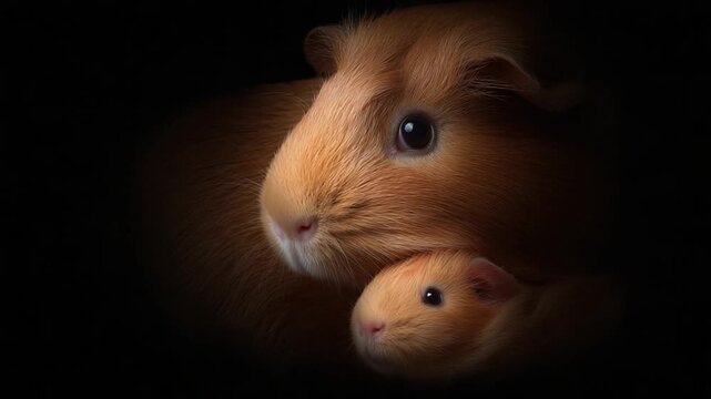 Enjoy this captivating footage of guinea pigs exploring their environment. Experience the charm and curiosity of these playful pets. A must-see for animal lovers. AI