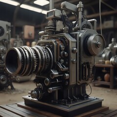 Fototapeta premium Intricate Mechanical Engine in Workshop