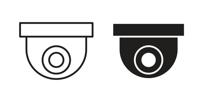 Security camera icons vector Collection Clipart Pack. icon with editable line stroke