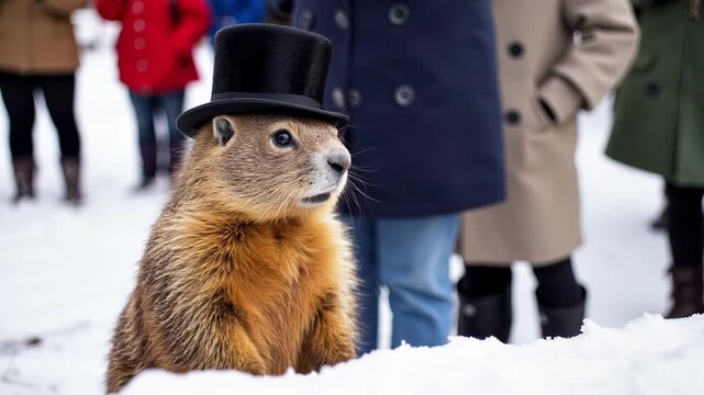 Groundhog Day is a holiday in the United States and Washington, D.C., observed annually on February 2. Groundhog in a top hat.