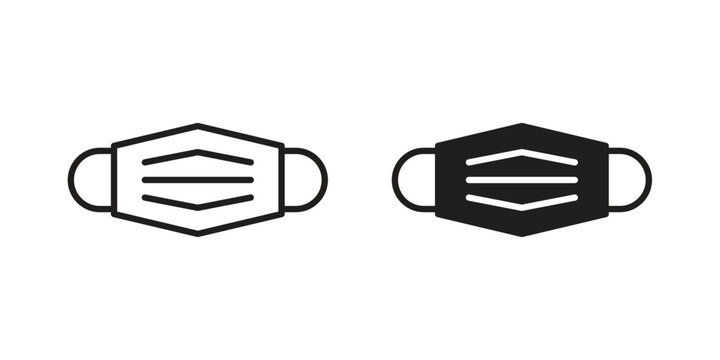 Surgical mask icons vector Collection Clipart Pack. icon with editable line stroke