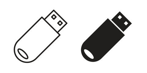usb drive icons vector Collection Clipart Pack. icon with editable line stroke