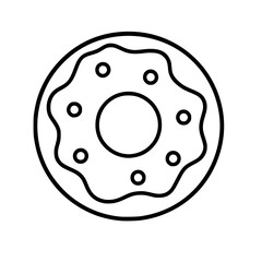 Simple line art outline of a delicious glazed donut with sprinkles