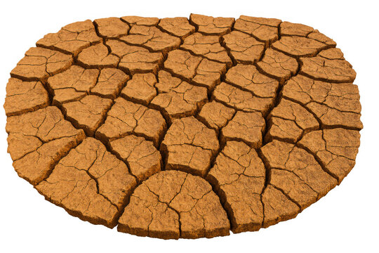 Dry cracked earth showing drought and global warming impact, desertification concept, transparent background
