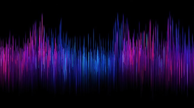 Abstract digital sound wave visualization vibrant neon lines graphic