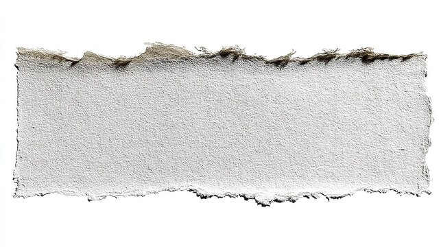 Torn ripped off-white textured paper piece with ragged edges frame