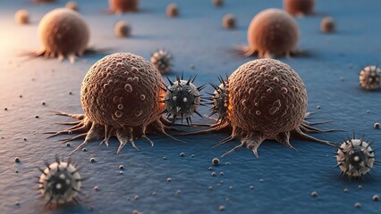 Viruses and cells microscopic view