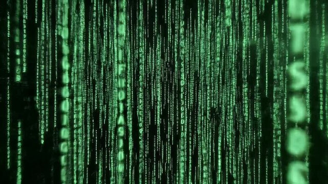 Digital Rain: A Captivating Visual Display of Binary Code in Motion.